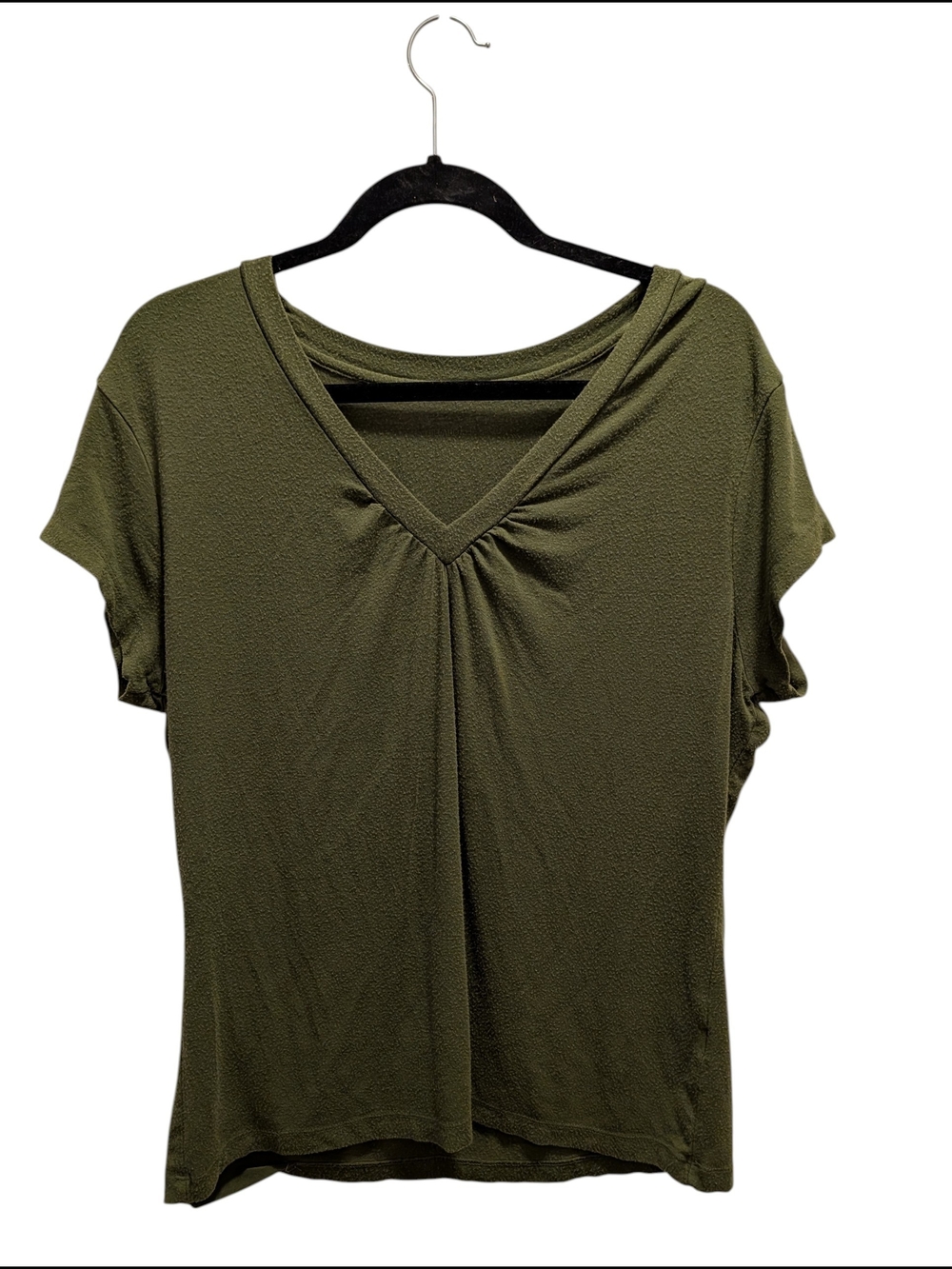 Olive Green Women's V-Neck Short Sleeve Top